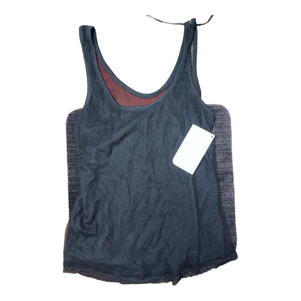 Fabletics Madison Black Mesh Tank Women's Size L (10-12) NWT